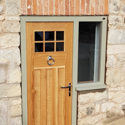 oak door with window