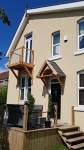 oak door canopy and balcony