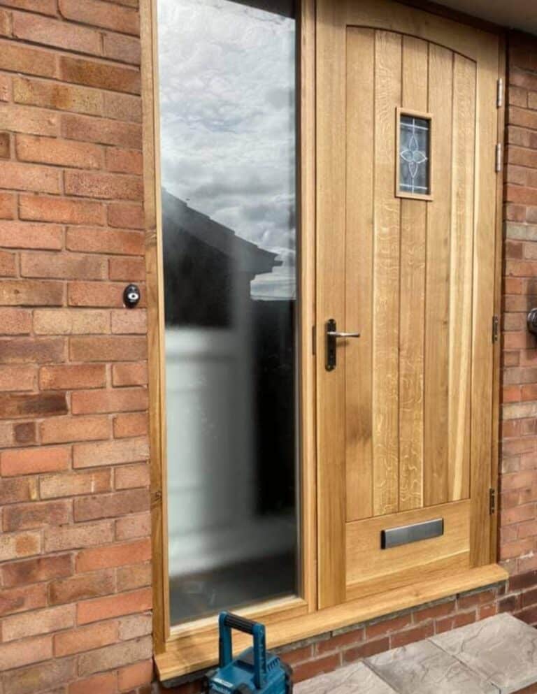exterior oak door with side window