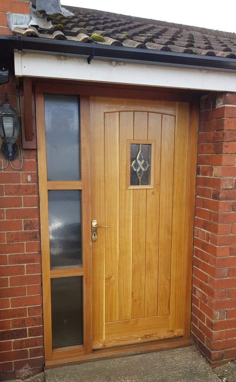 solid oak external door with side windows