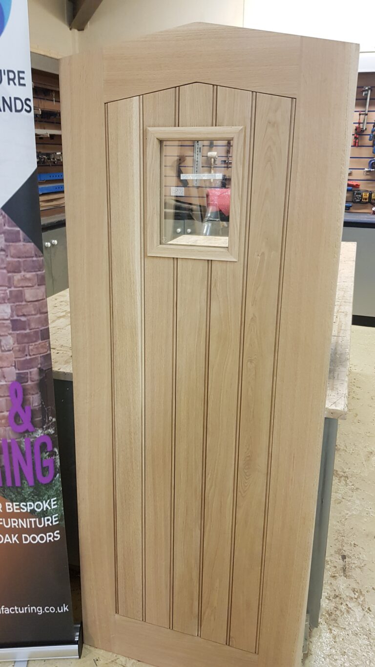 solid oak entrance door with window