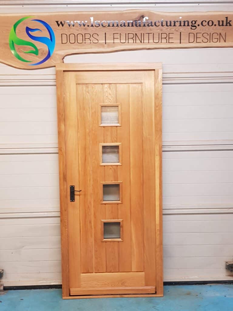 solid oak entrance door with 4 windows