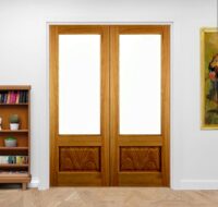 Glazed panel oak internal French door set