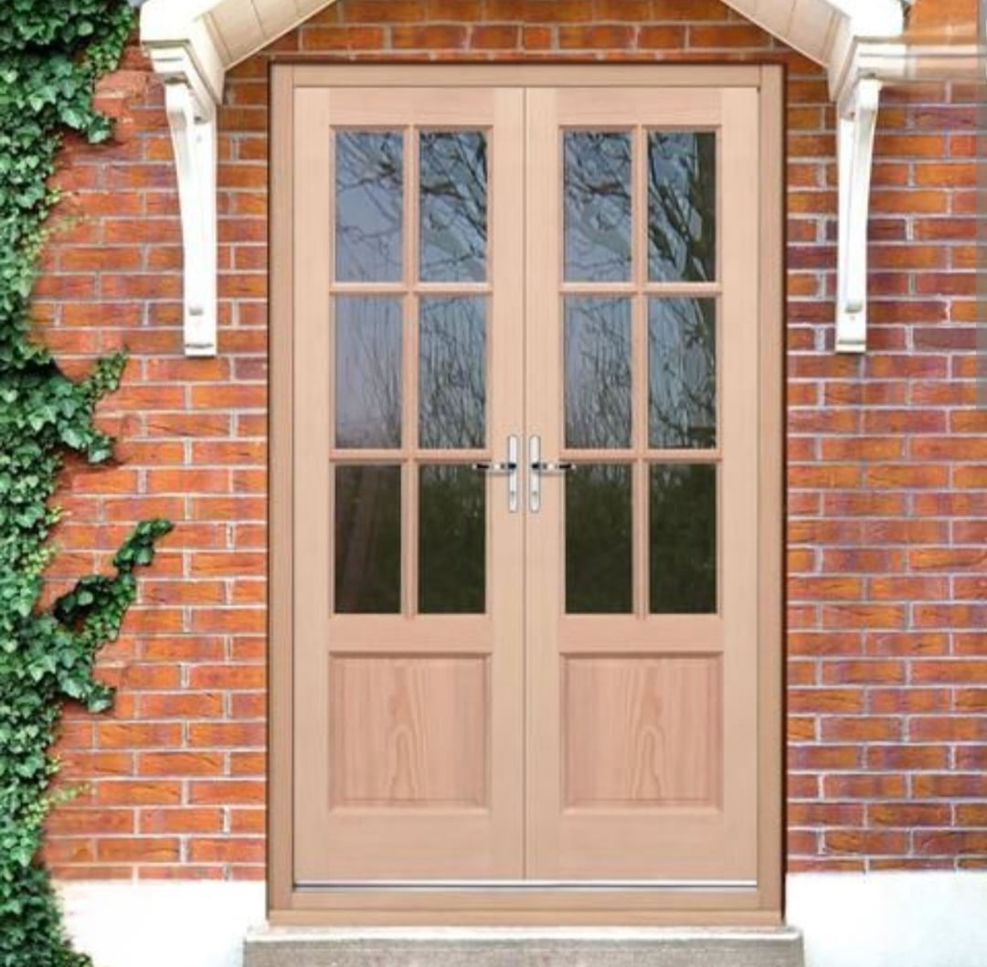 6 panel glazed oak external French door set