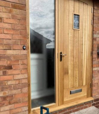 Why is European oak recommended for exterior doors?